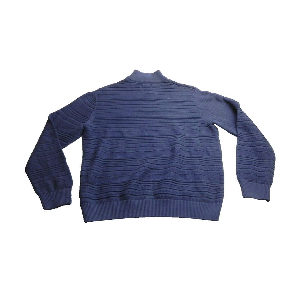 CHAPS Sweater Adult Large Navy Blue Mock Neck 1/4 Zip Cable Knit Outerwear Mens - Picture 4 of 7